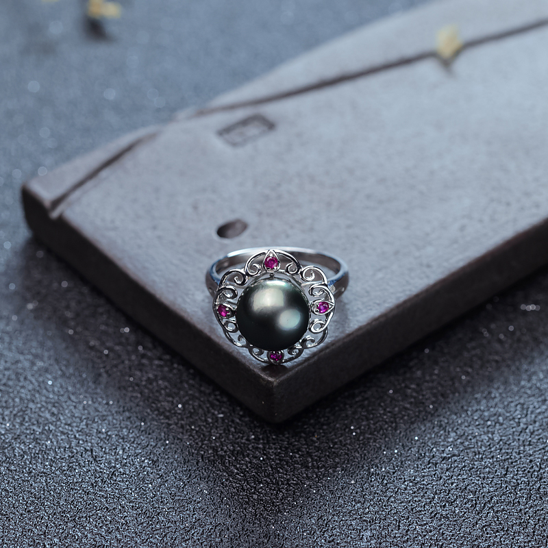 18K黑珍珠戒指-红掌柜