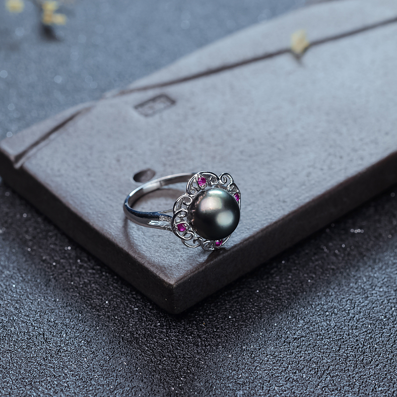 天然黑珍珠戒指-红掌柜