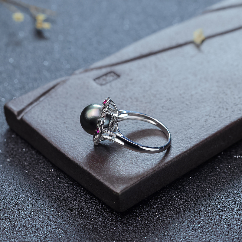 大溪地黑珍珠戒指-红掌柜