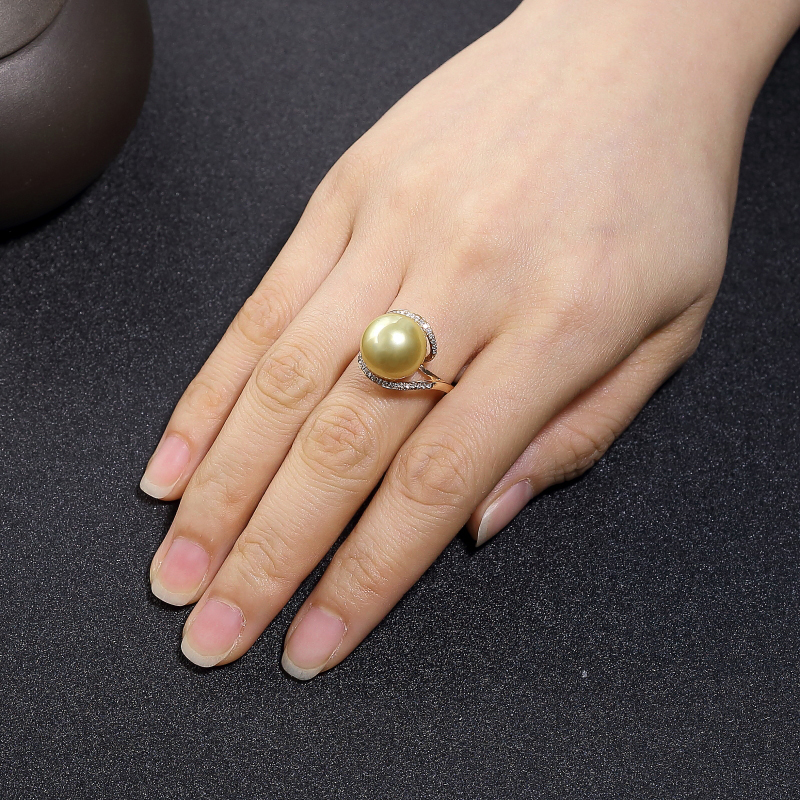 金色海水珍珠戒指-红掌柜