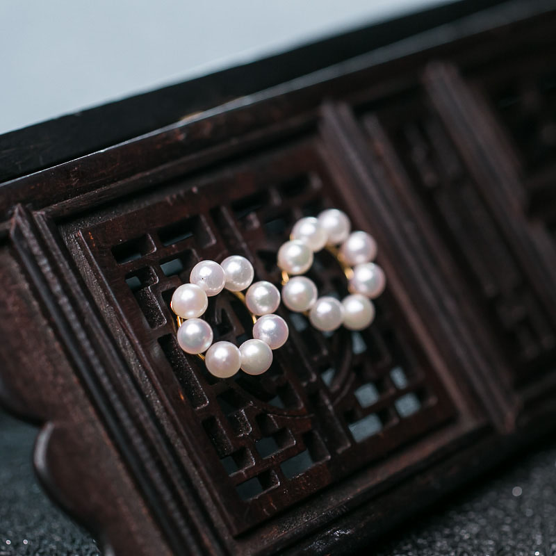 天然海水白色珍珠耳钉-红掌柜