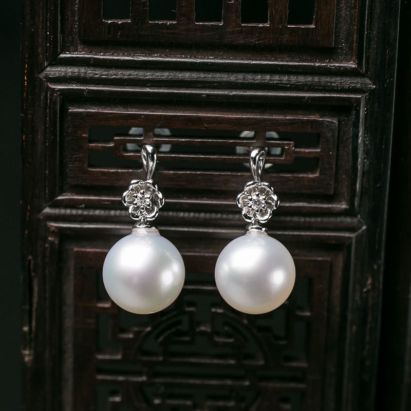 大溪地天然海水白色珍珠耳坠-红掌柜