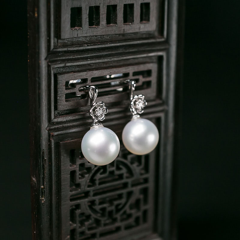 大溪地海水白色珍珠耳坠-红掌柜