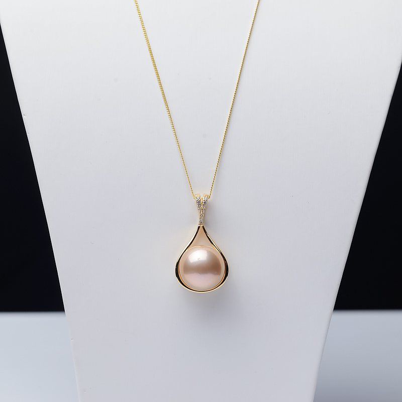 银镶淡水粉色珍珠吊坠-红掌柜