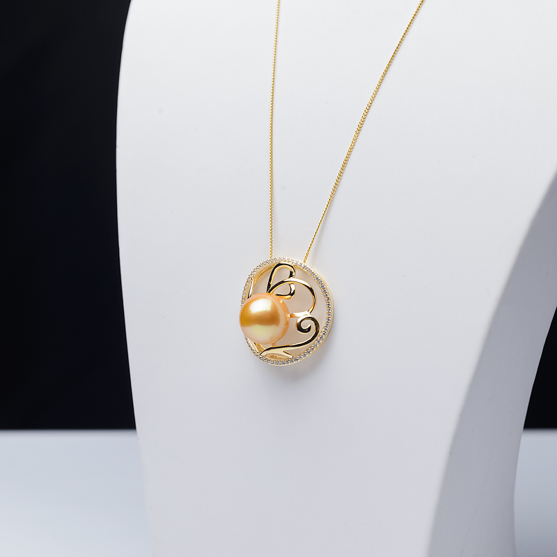 淡水金色珍珠吊坠-红掌柜