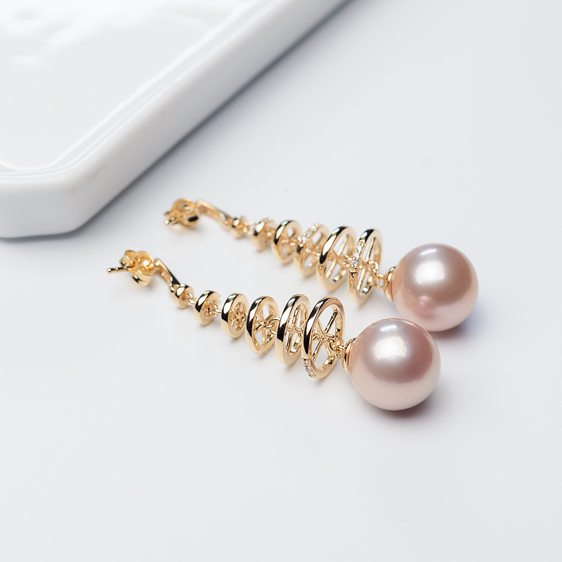 银镶紫色珍珠耳坠-红掌柜