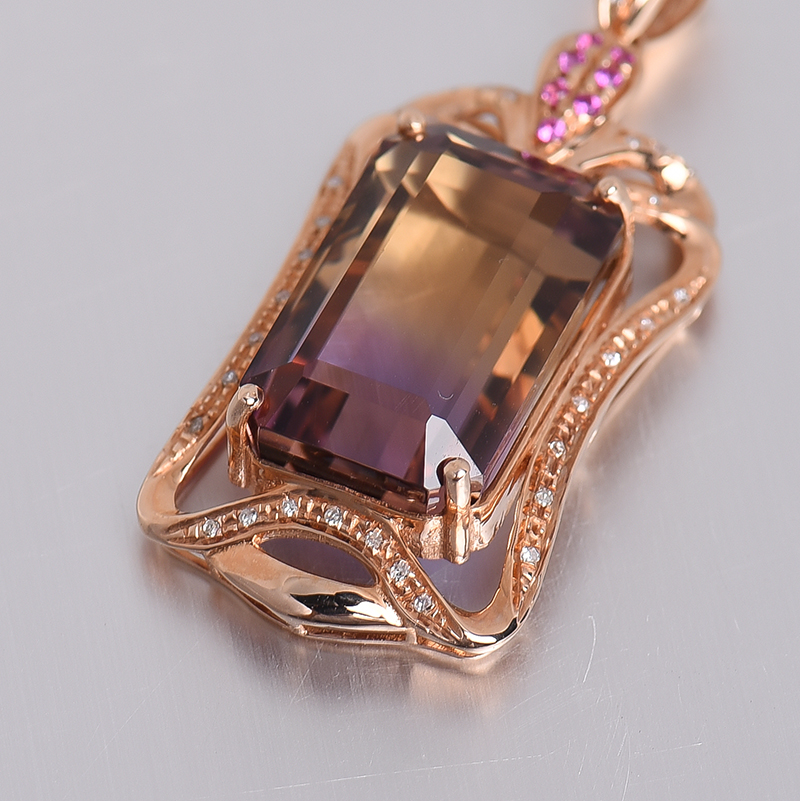 天然紫黄晶吊坠-红掌柜