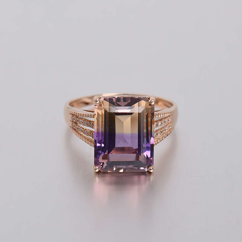 18K金镶钻紫黄晶戒指-红掌柜