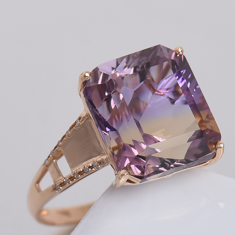 天然紫黄晶戒指-红掌柜