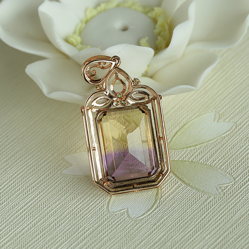 天然紫黄晶吊坠-红掌柜