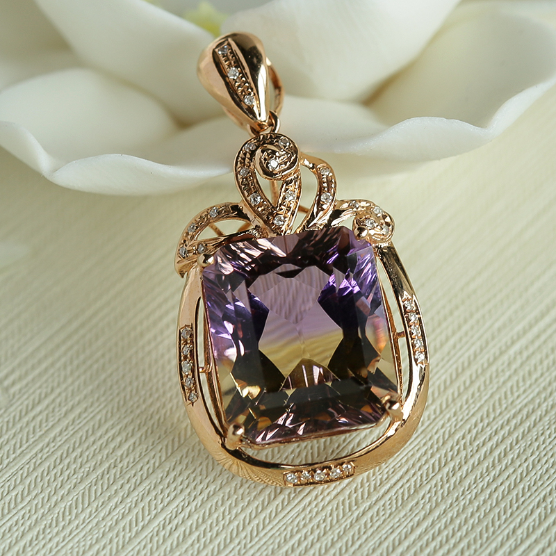 天然紫黄晶吊坠-红掌柜