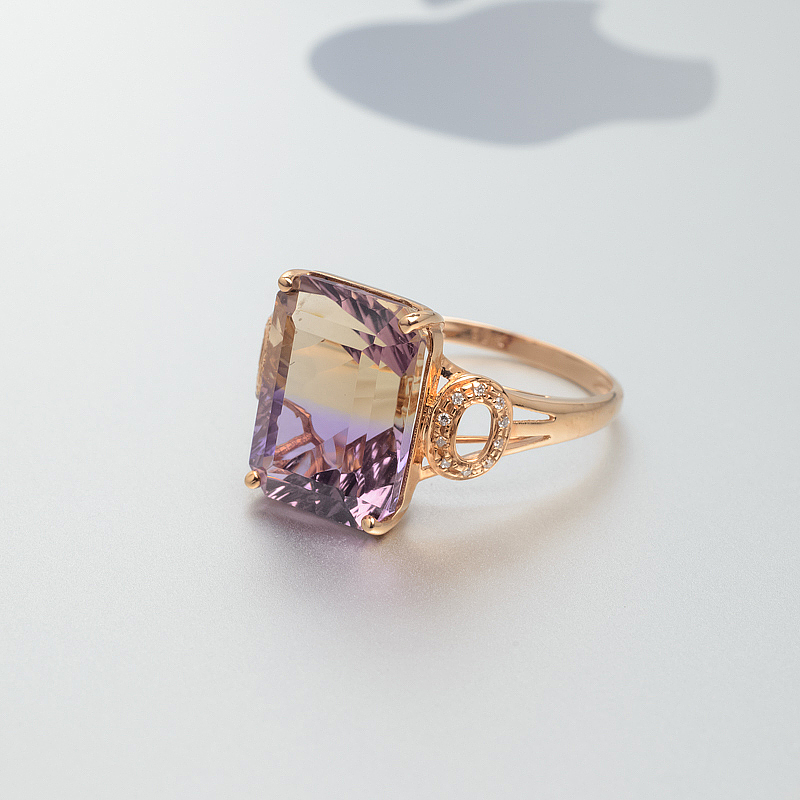 18K金镶钻紫黄晶戒指 - 红掌柜