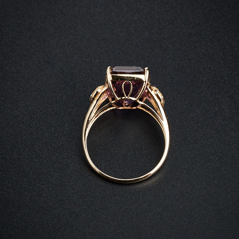 18K金镶钻天然紫黄晶戒指-红掌柜