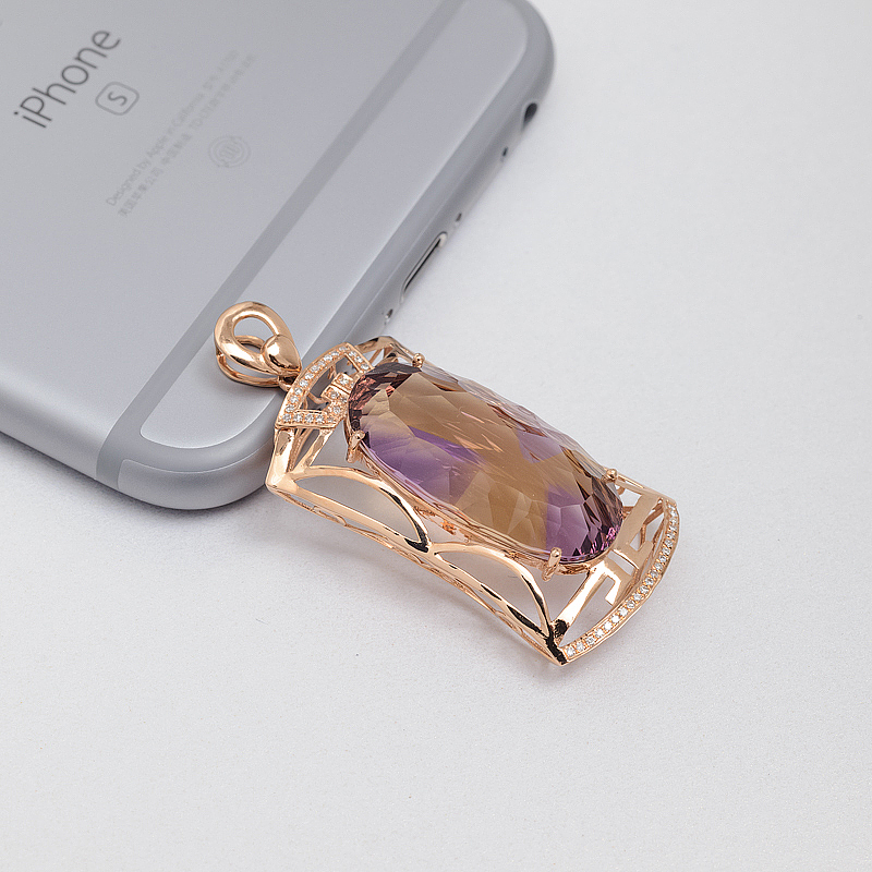 金镶钻紫黄水晶吊坠-红掌柜
