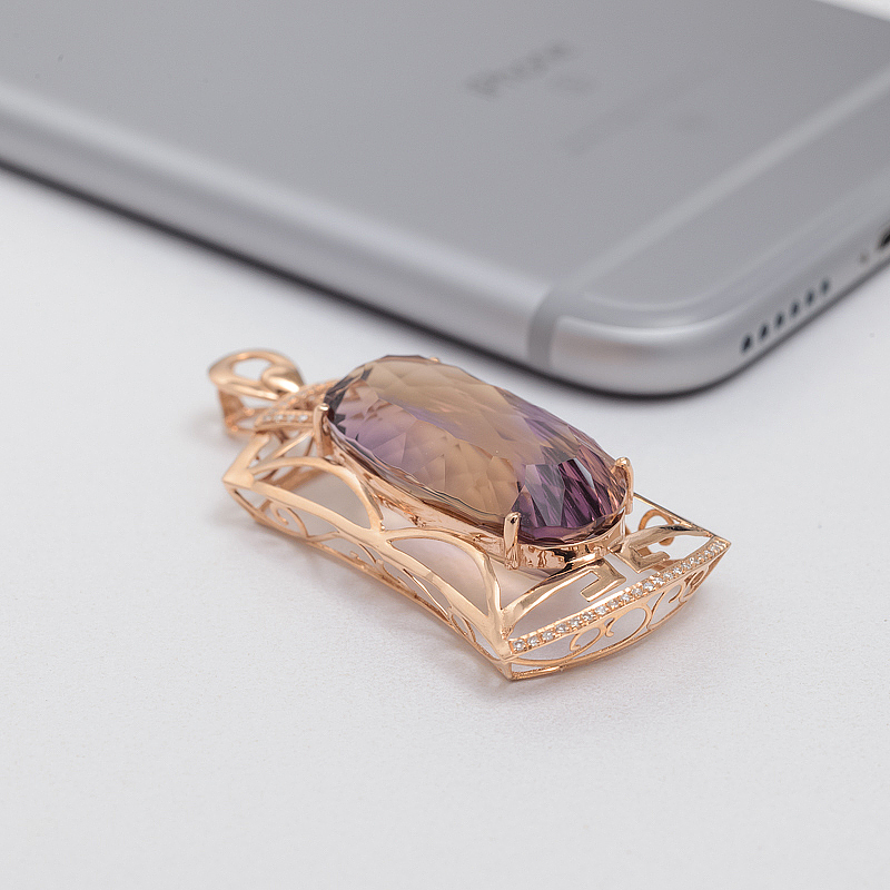 天然紫黄水晶吊坠-红掌柜