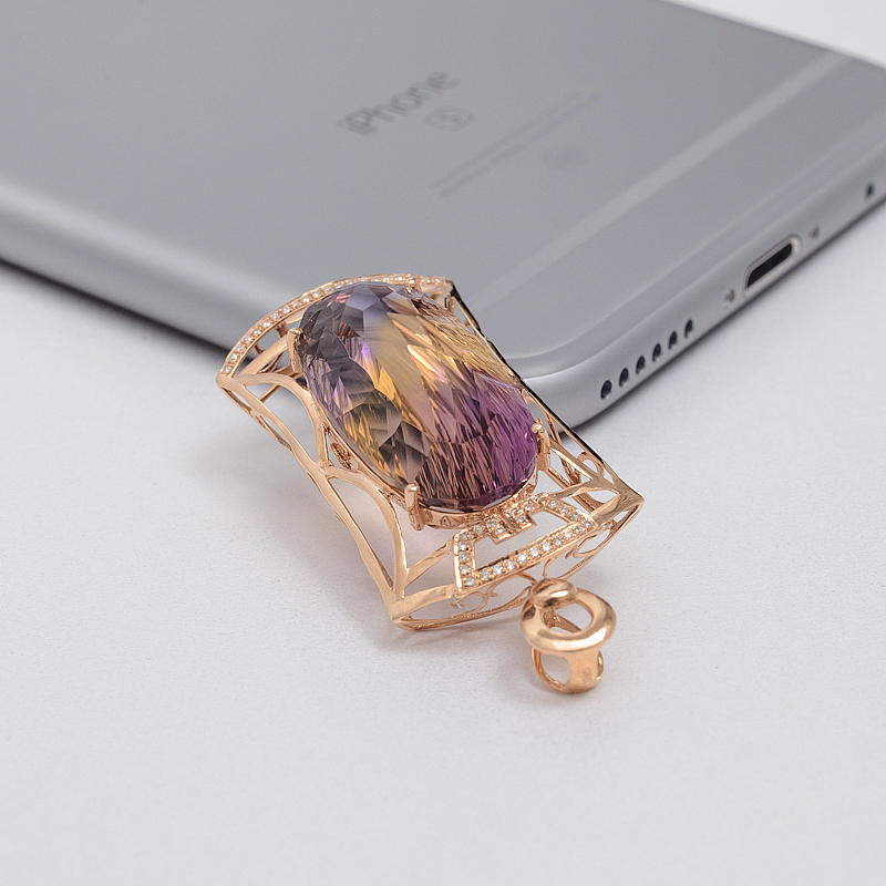 天然紫黄晶吊坠-红掌柜