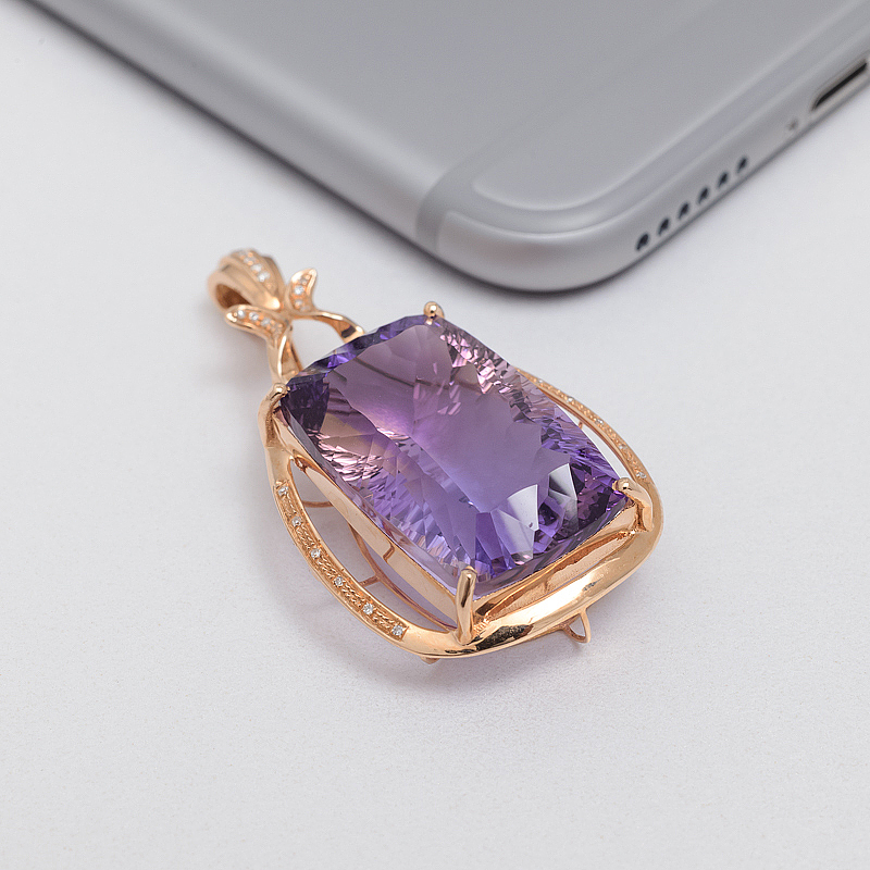 天然紫黄水晶吊坠-红掌柜