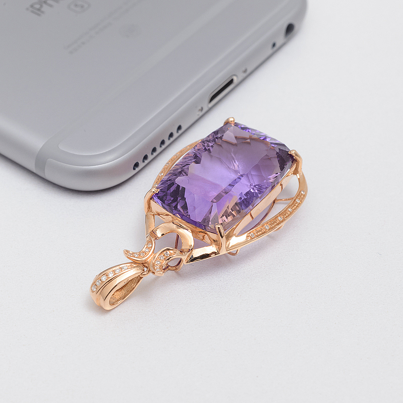 天然紫黄晶吊坠-红掌柜