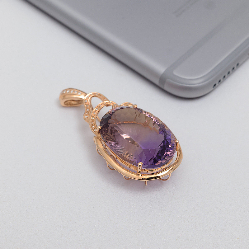 天然紫黄水晶吊坠-红掌柜