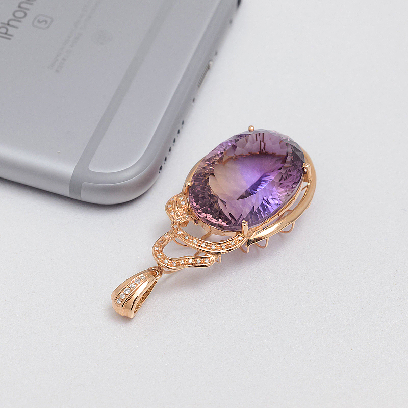 天然紫黄晶吊坠-红掌柜