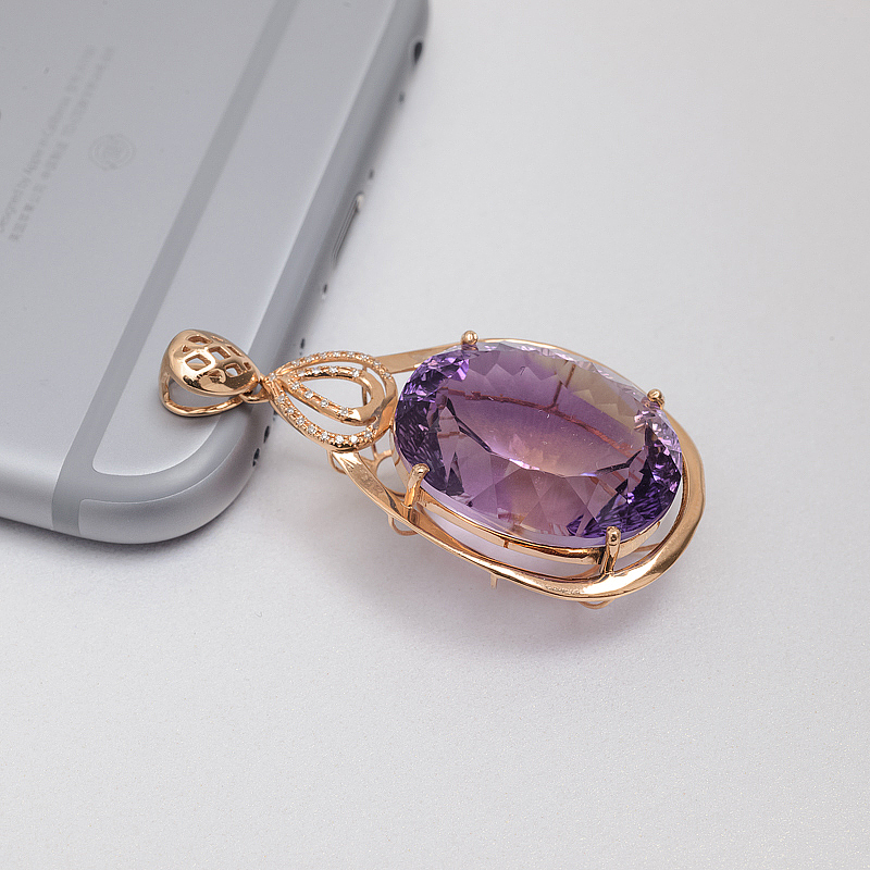 金镶钻紫黄水晶吊坠-红掌柜