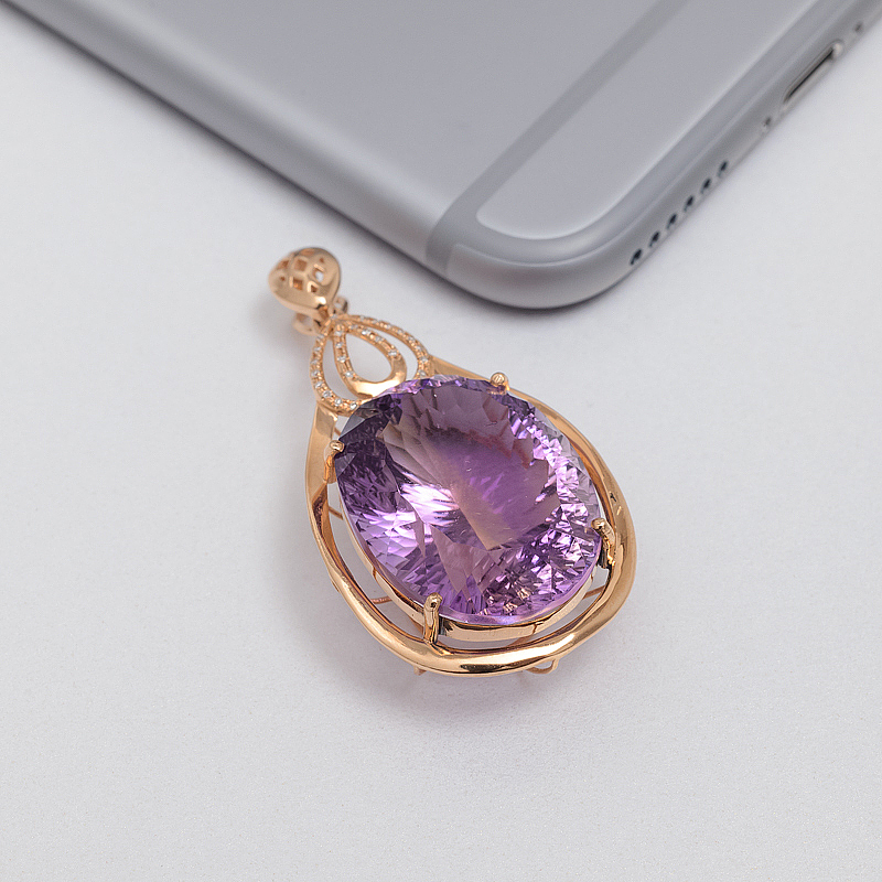 天然紫黄水晶吊坠-红掌柜