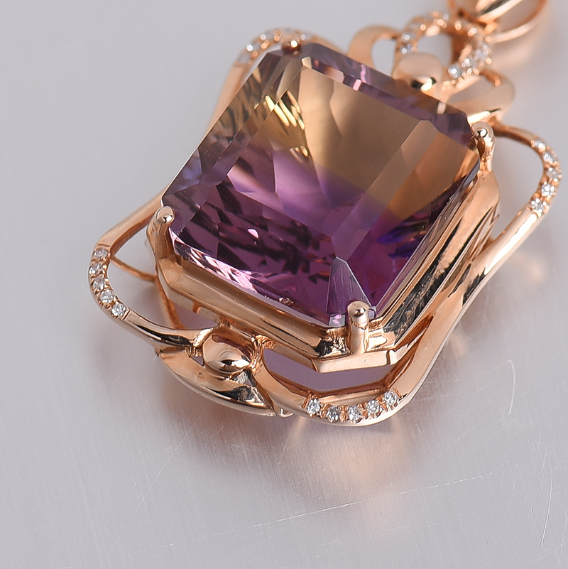 天然紫黄水晶吊坠-红掌柜