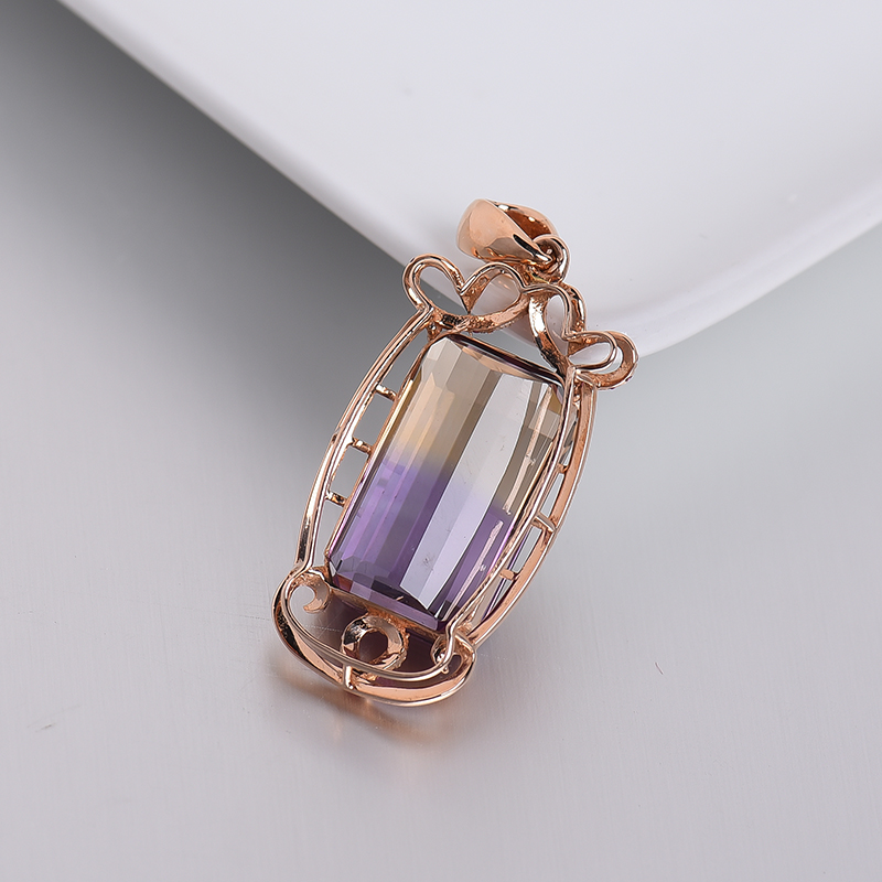 天然紫黄水晶吊坠-红掌柜