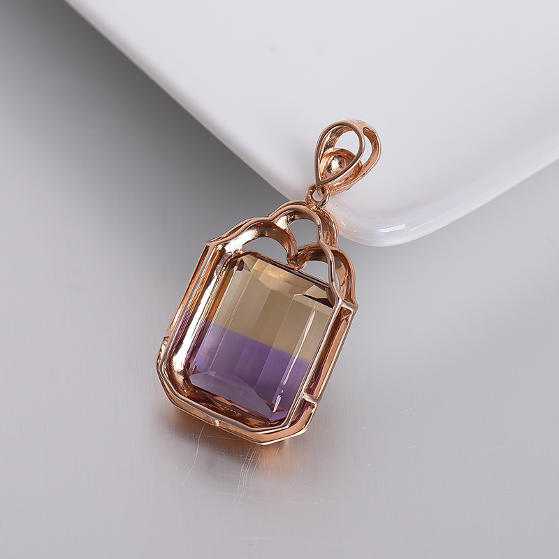 天然紫黄水晶吊坠-红掌柜