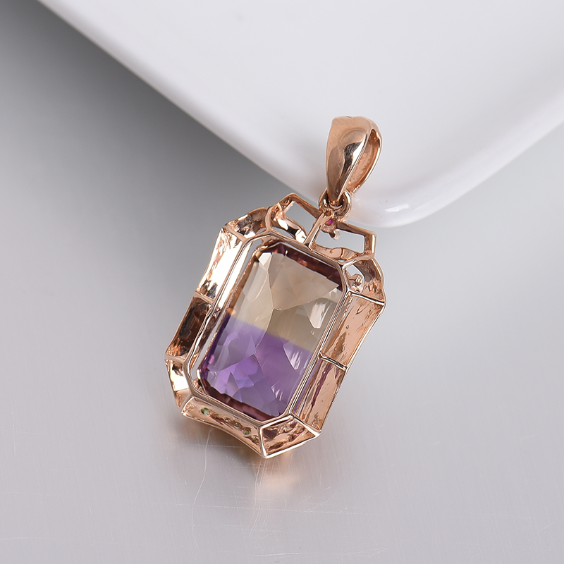 天然紫黄水晶吊坠-红掌柜