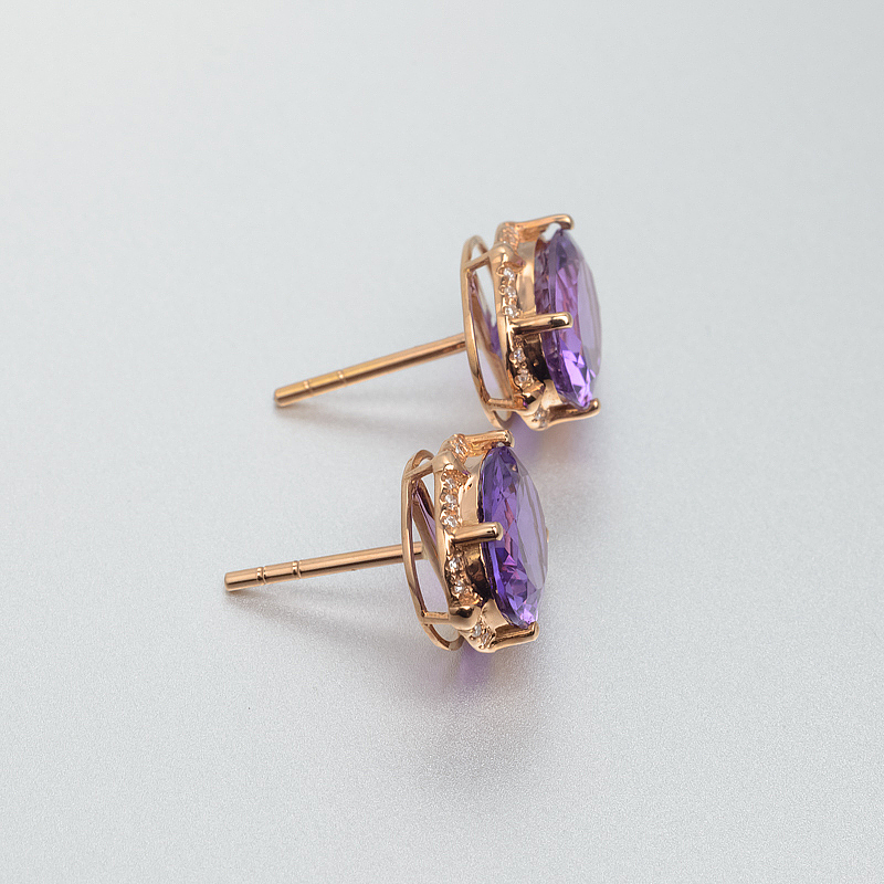 天然紫水晶耳钉 - 红掌柜
