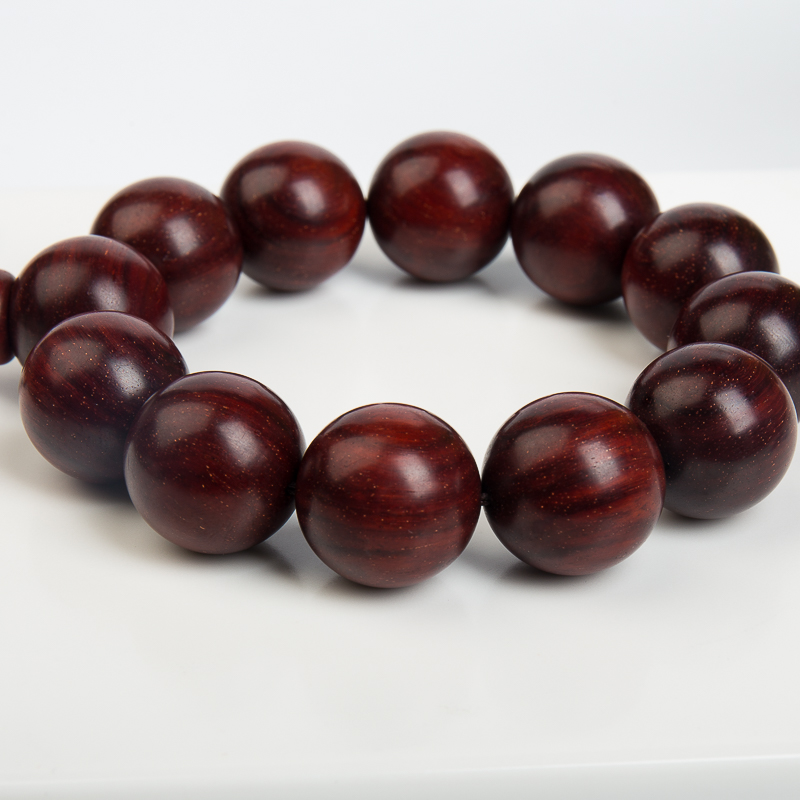 印度水波纹鸡血红单圈手串-红掌柜