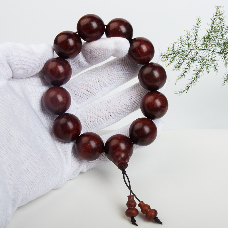 天然水波纹鸡血红单圈手串-红掌柜