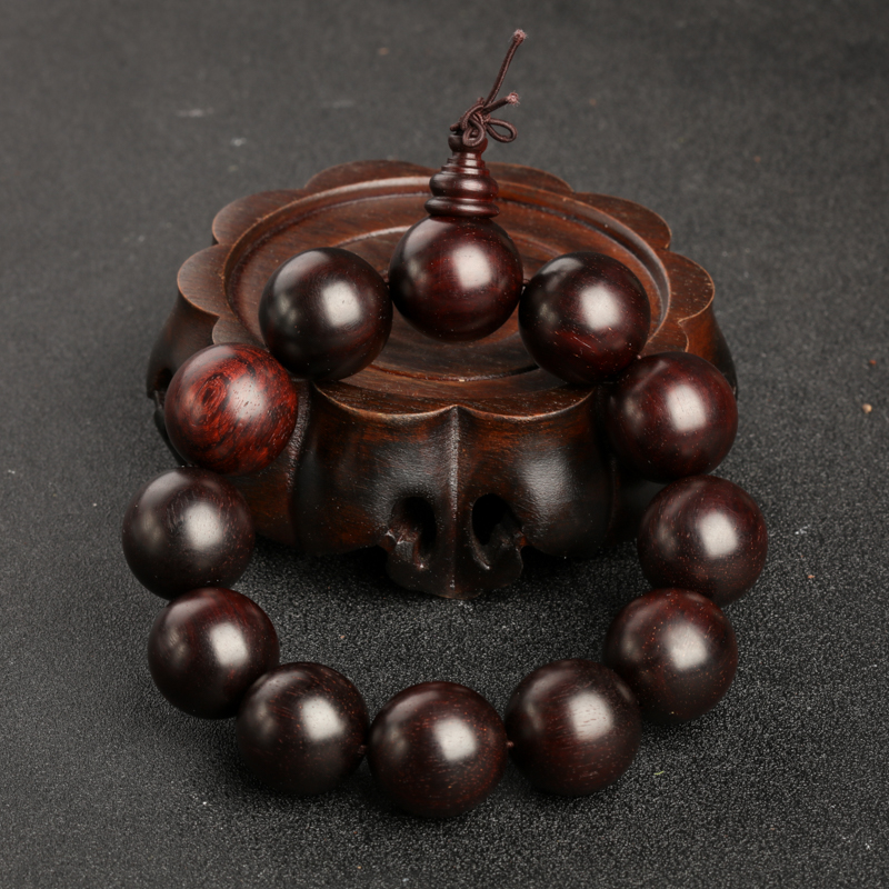 天然印度带星小叶紫檀单圈手串-红掌柜