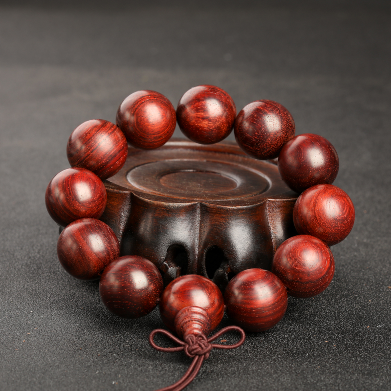 天然印度水波纹小叶紫檀单圈手串-红掌柜