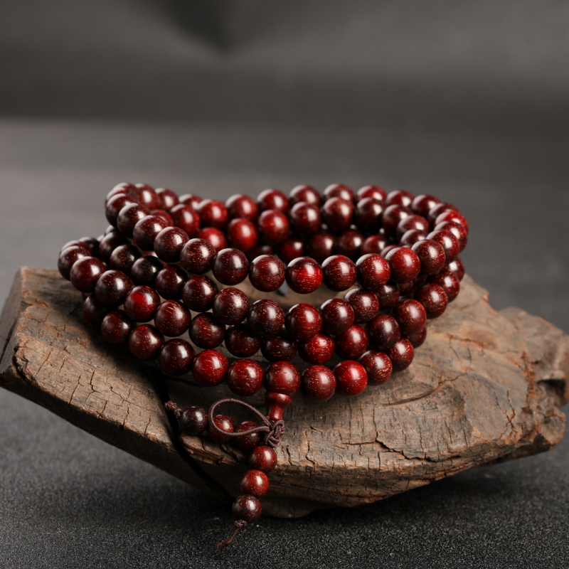 天然印度带星小叶紫檀多圈手串-红掌柜