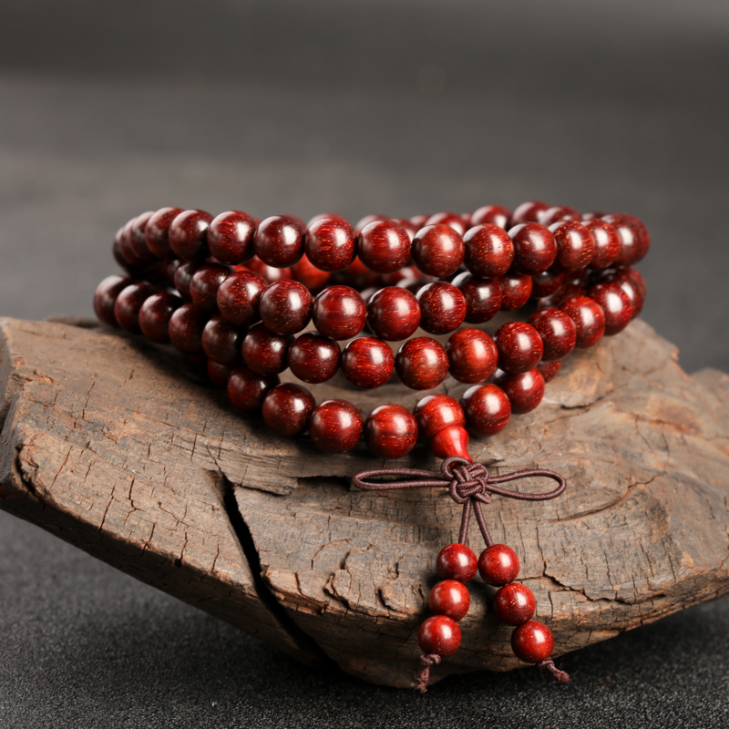 天然印度带星小叶紫檀多圈手串-红掌柜