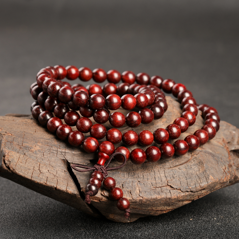 天然印度带星小叶紫檀多圈手串-红掌柜