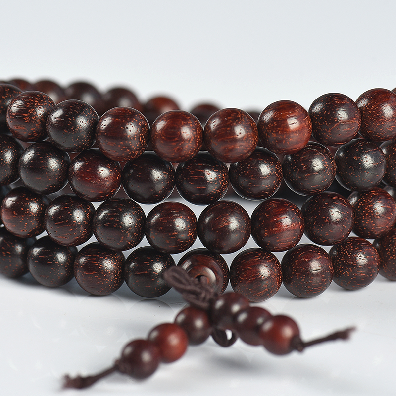 8.2mm天然带星小叶紫檀108佛珠-红掌柜