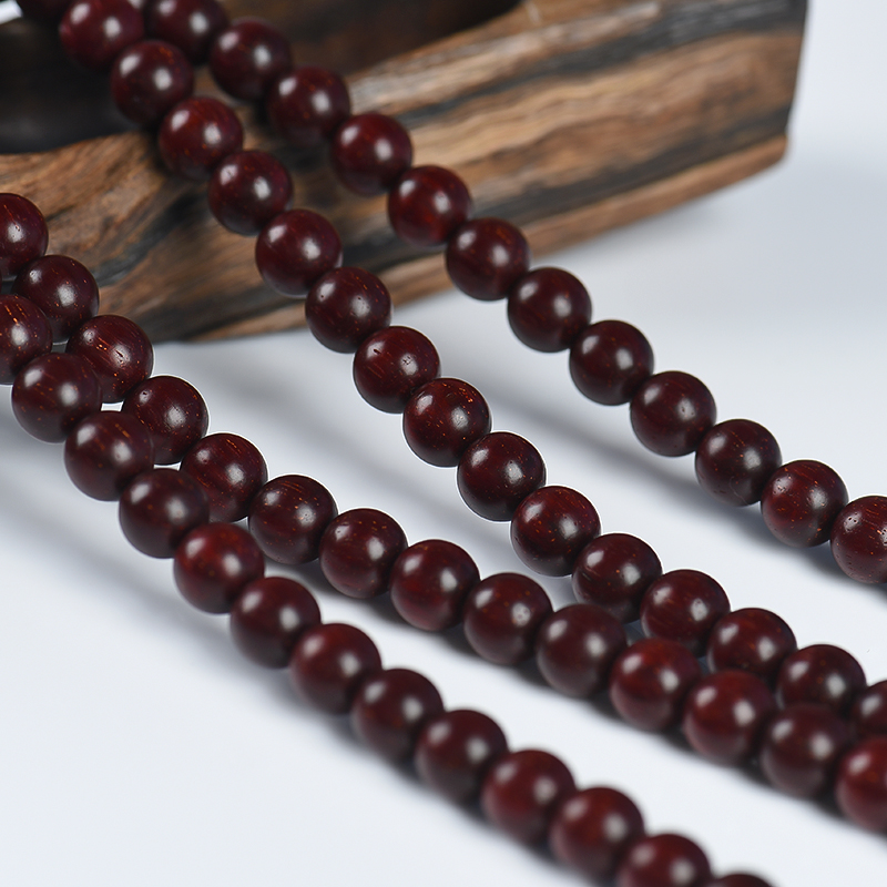 印度天然带星小叶紫檀佛珠-红掌柜