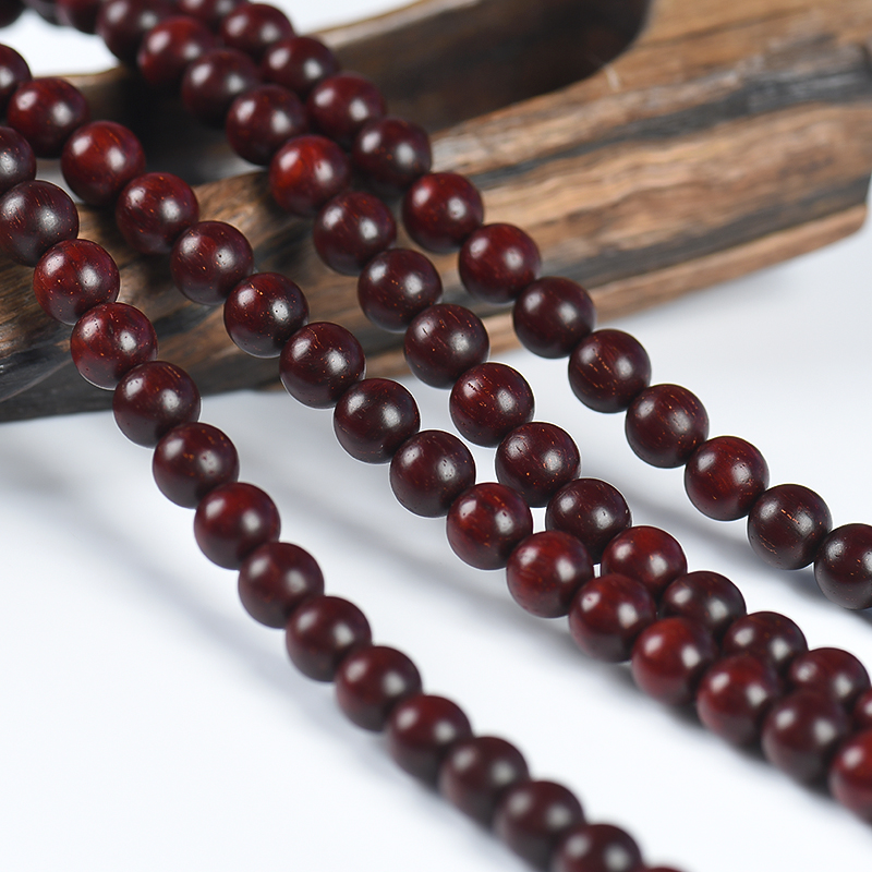 印度天然带星小叶紫檀佛珠-红掌柜