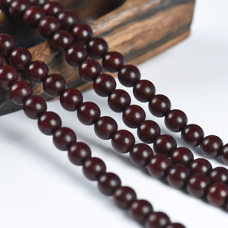 印度天然带星小叶紫檀佛珠-红掌柜