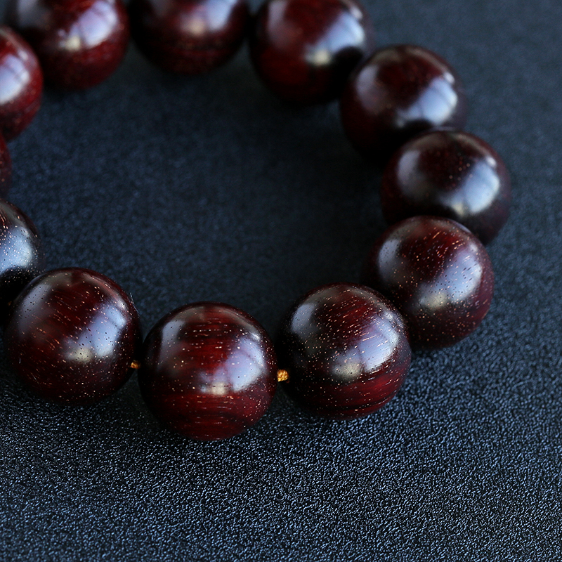 印度满金星小叶紫檀圆珠手串 - 红掌柜