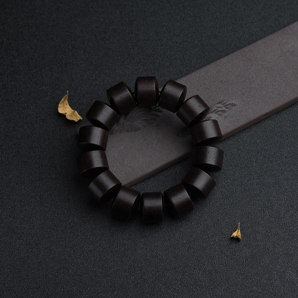 印度天然半星小叶紫檀桶珠手串-红掌柜