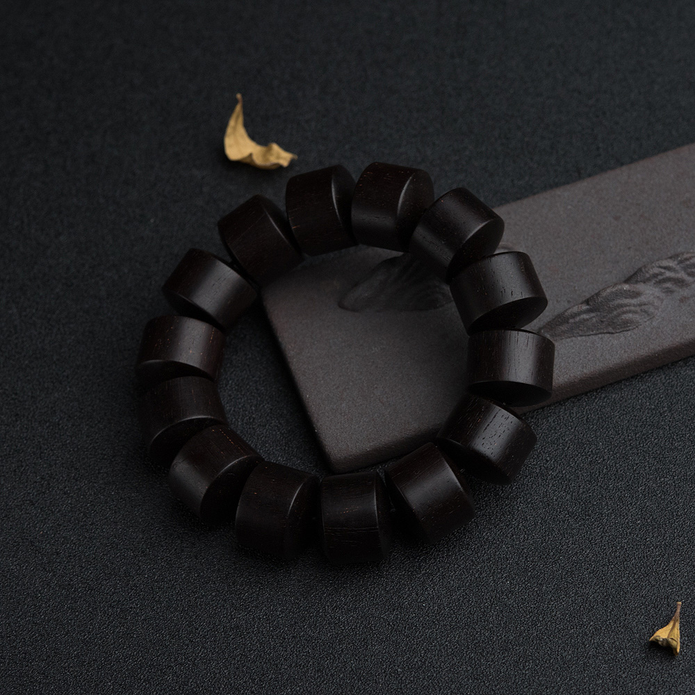 印度天然小叶紫檀桶珠手串-红掌柜