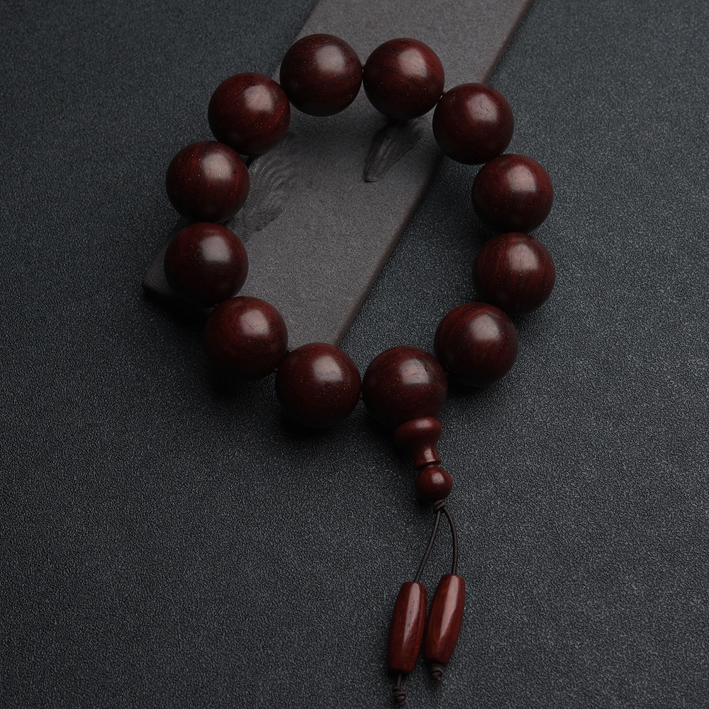 天然满星鸡血红小叶紫檀手串-红掌柜