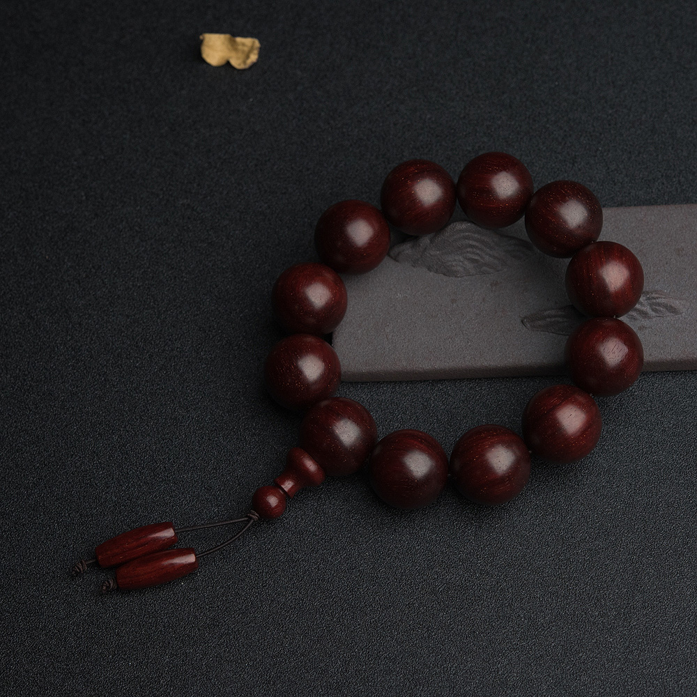 印度满星鸡血红小叶紫檀手串-红掌柜