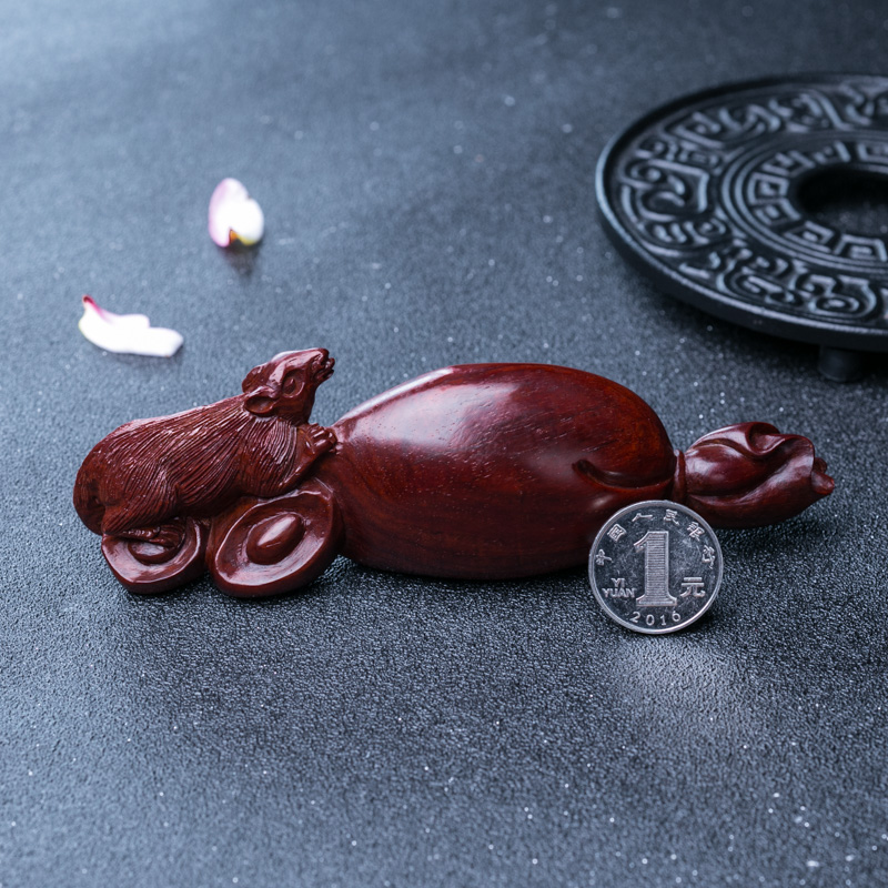 小叶紫檀代代数钱摆件-红掌柜