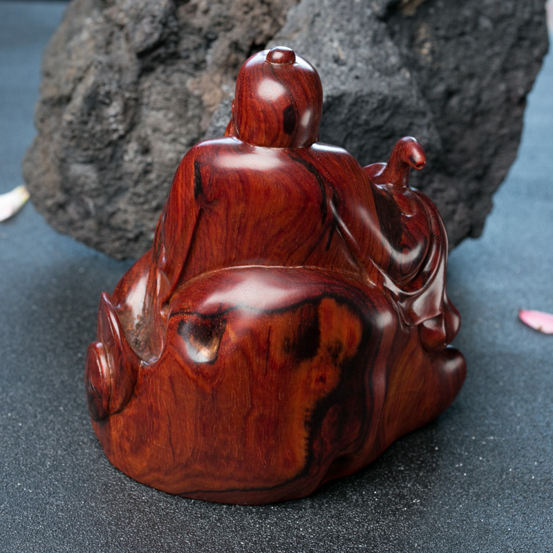 鸡血红小叶紫檀地主摆件-红掌柜