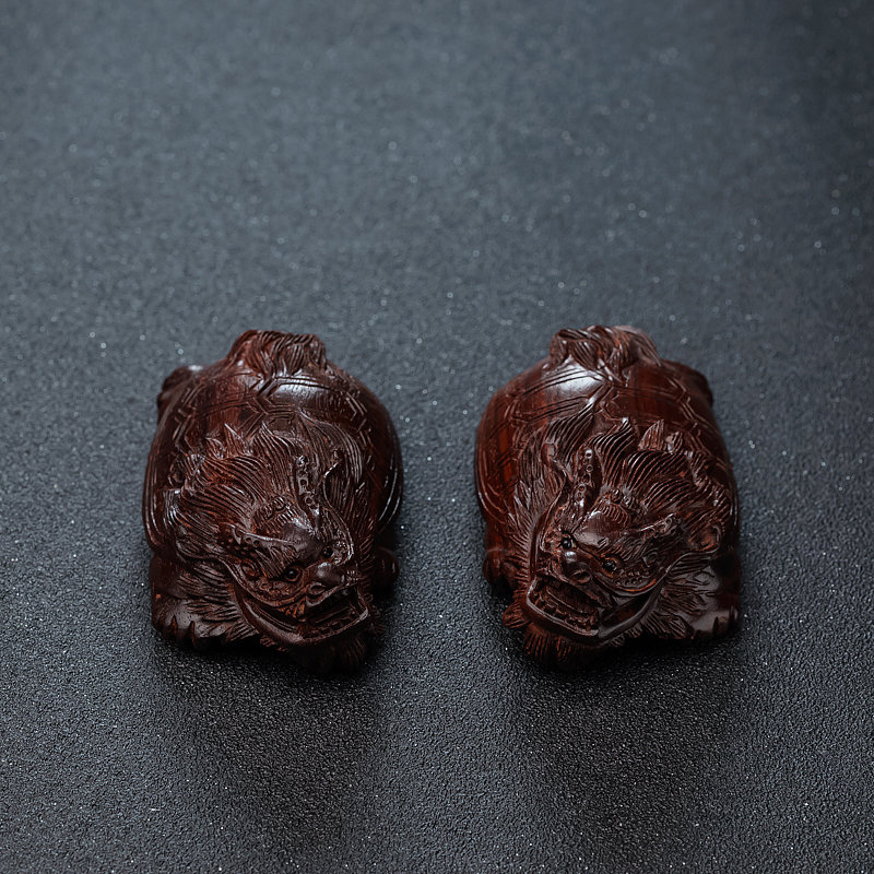 印度天然小叶紫檀龙龟摆件-红掌柜